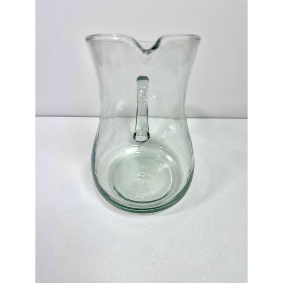VTG Green Tinted Glass Water Pitcher 8” Tall Bubbled Farmhouse Cottagecore Party - Picture 5 of 12